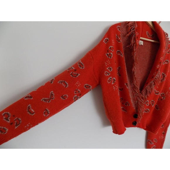 143 Story by Line Up sweater orange fringed cropped womens size Medium - Picture 12 of 14